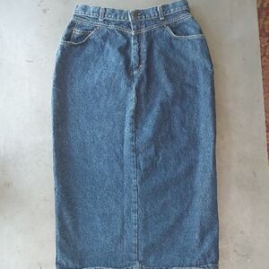 VTG ICONIC Levi's Long Denim maxi skirt v front Wiggle 16 USA Jean cottagecore